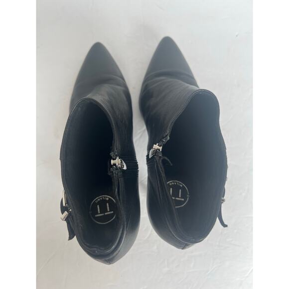 Lavorazione Artigiana Black Leather Pointy Toe Studded Buckle Ankle Zip Boot 8.5 - Picture 9 of 12